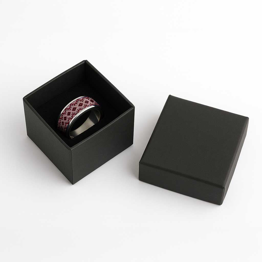 New Zealand Aotearoa Classic Ring Red Taniko Art Maori Pattern