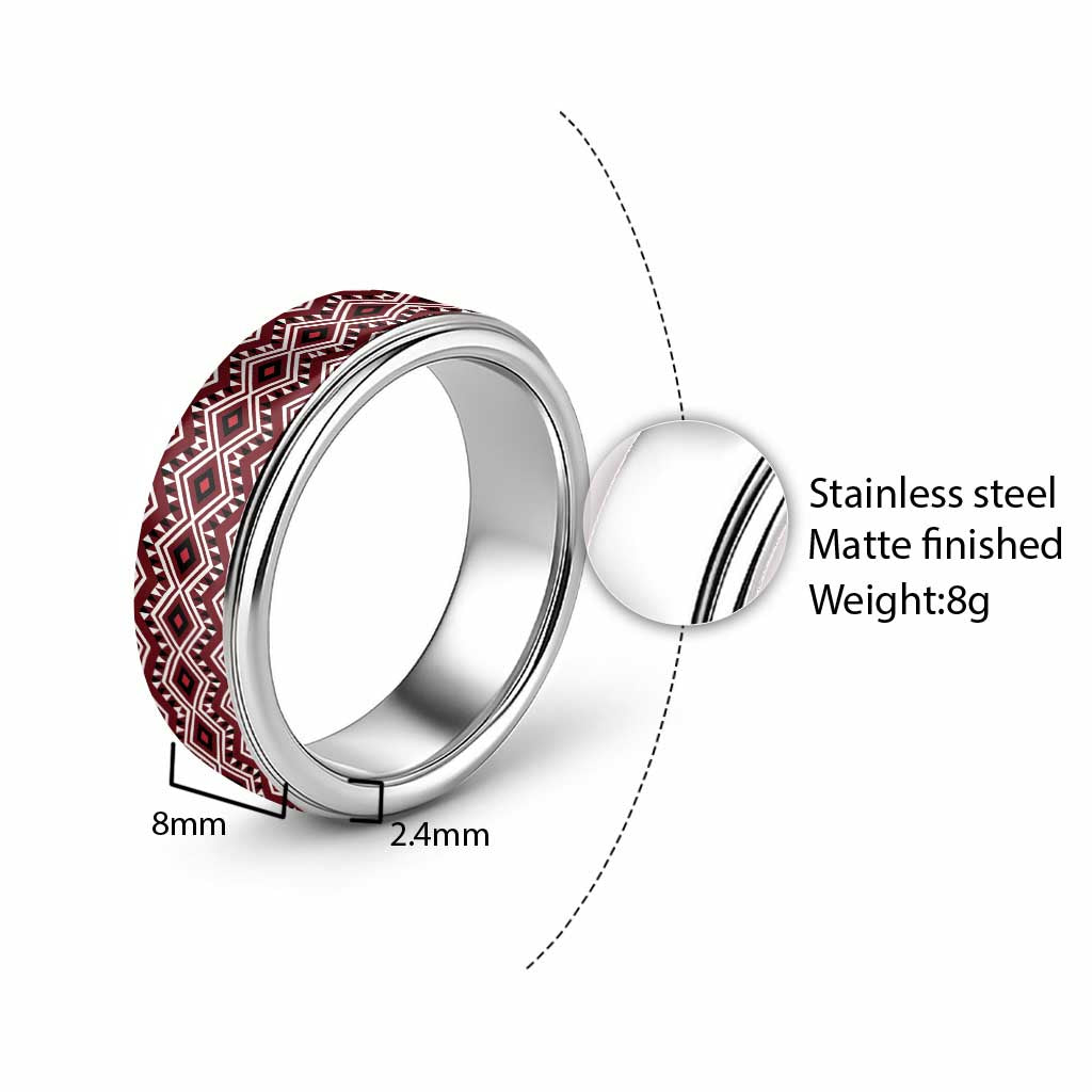 New Zealand Aotearoa Classic Ring Red Taniko Art Maori Pattern
