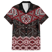 New Zealand Aotearoa Family Matching Long Sleeve Bodycon Dress and Hawaiian Shirt Red Taniko Art Maori Pattern
