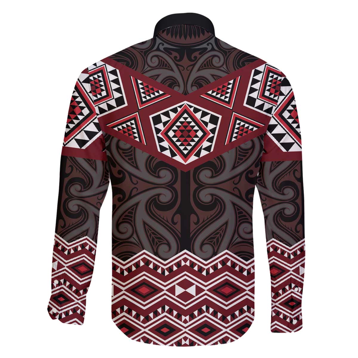 New Zealand Aotearoa Family Matching Off The Shoulder Long Sleeve Dress and Hawaiian Shirt Red Taniko Art Maori Pattern
