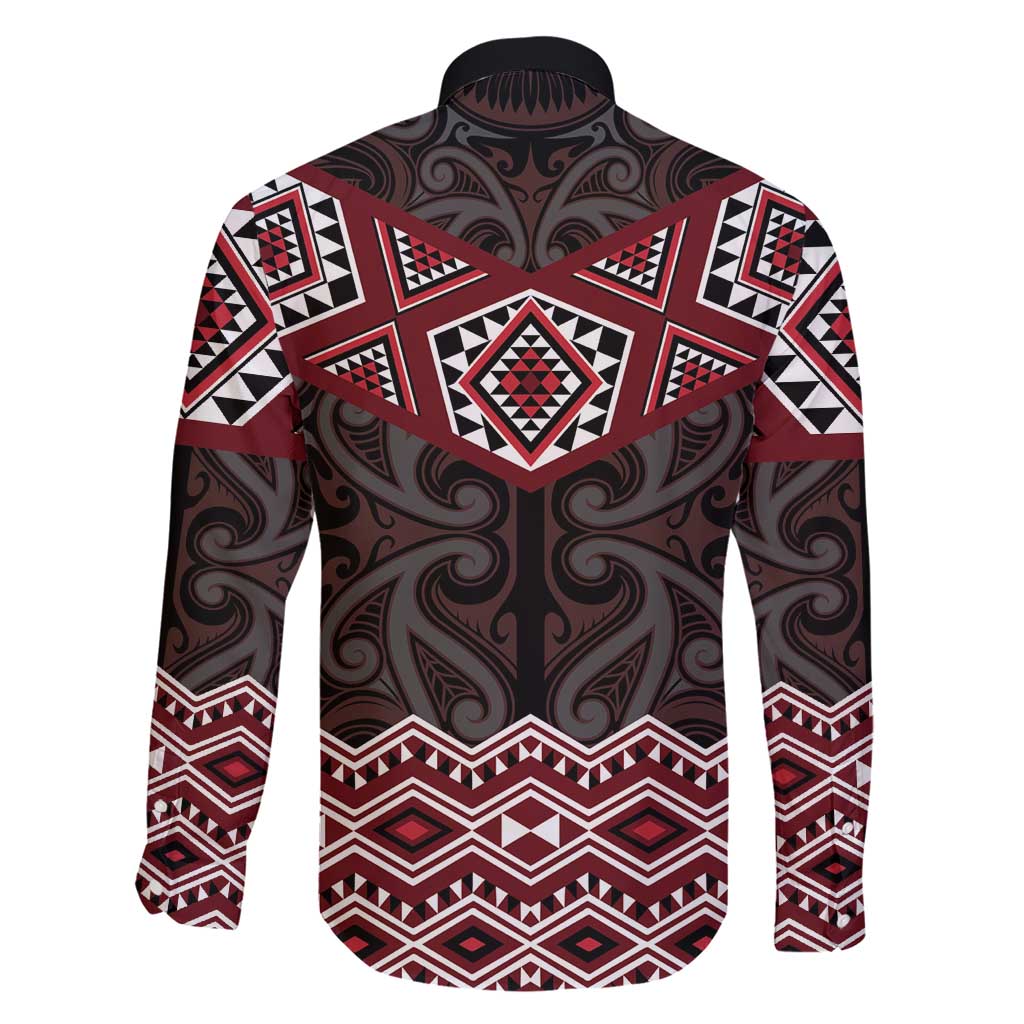 New Zealand Aotearoa Family Matching Short Sleeve Bodycon Dress and Hawaiian Shirt Red Taniko Art Maori Pattern