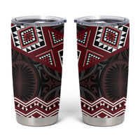 New Zealand Aotearoa Tumbler Cup Red Taniko Art Maori Pattern