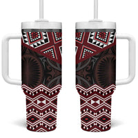 New Zealand Aotearoa Tumbler With Handle Red Taniko Art Maori Pattern