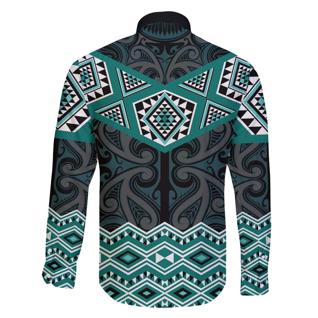 New Zealand Aotearoa Family Matching Puletasi and Hawaiian Shirt Turquoise Taniko Art Maori Pattern