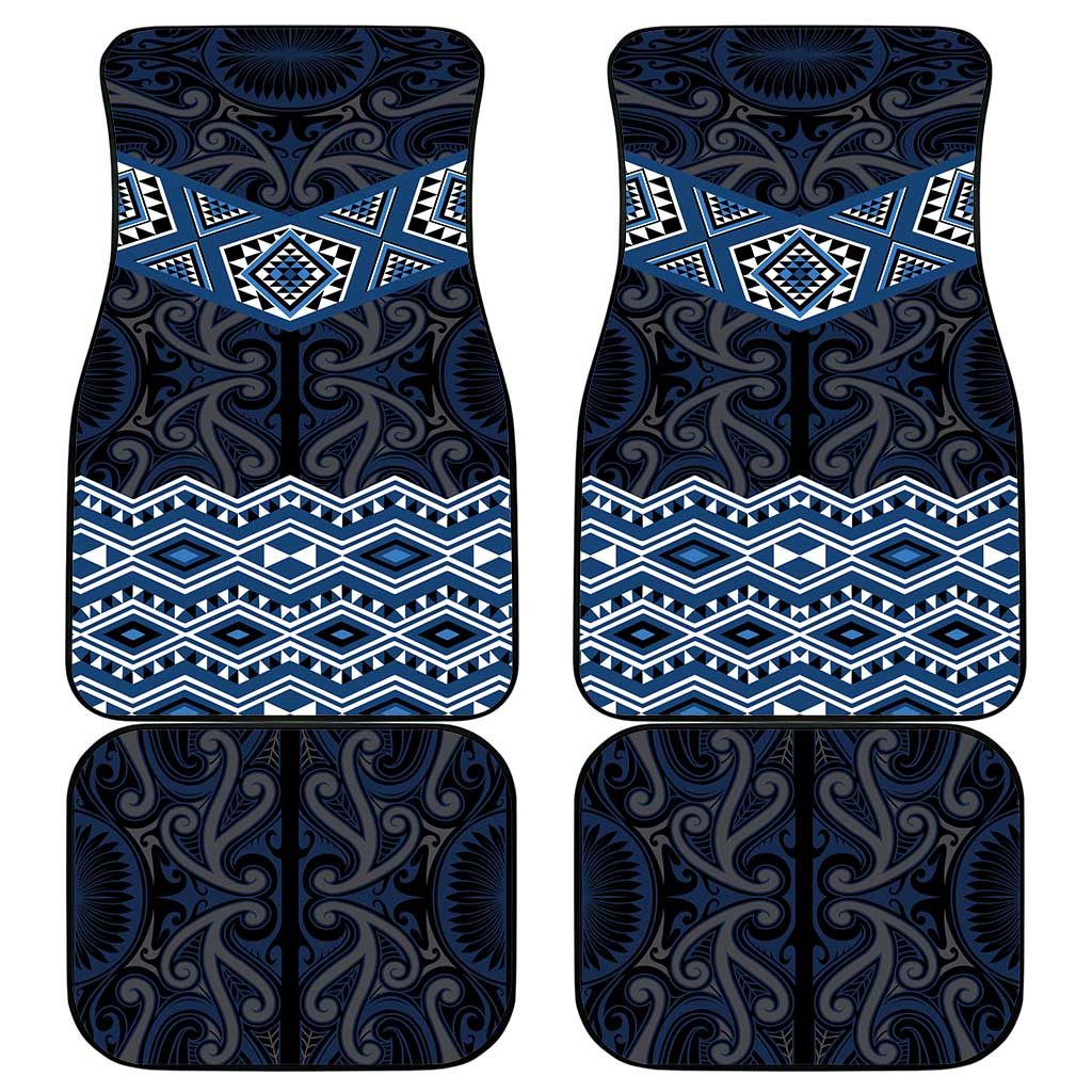 New Zealand Aotearoa Car Mats Blue Taniko Art Maori Pattern