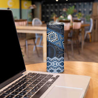 New Zealand Aotearoa Skinny Tumbler Blue Taniko Art Maori Pattern