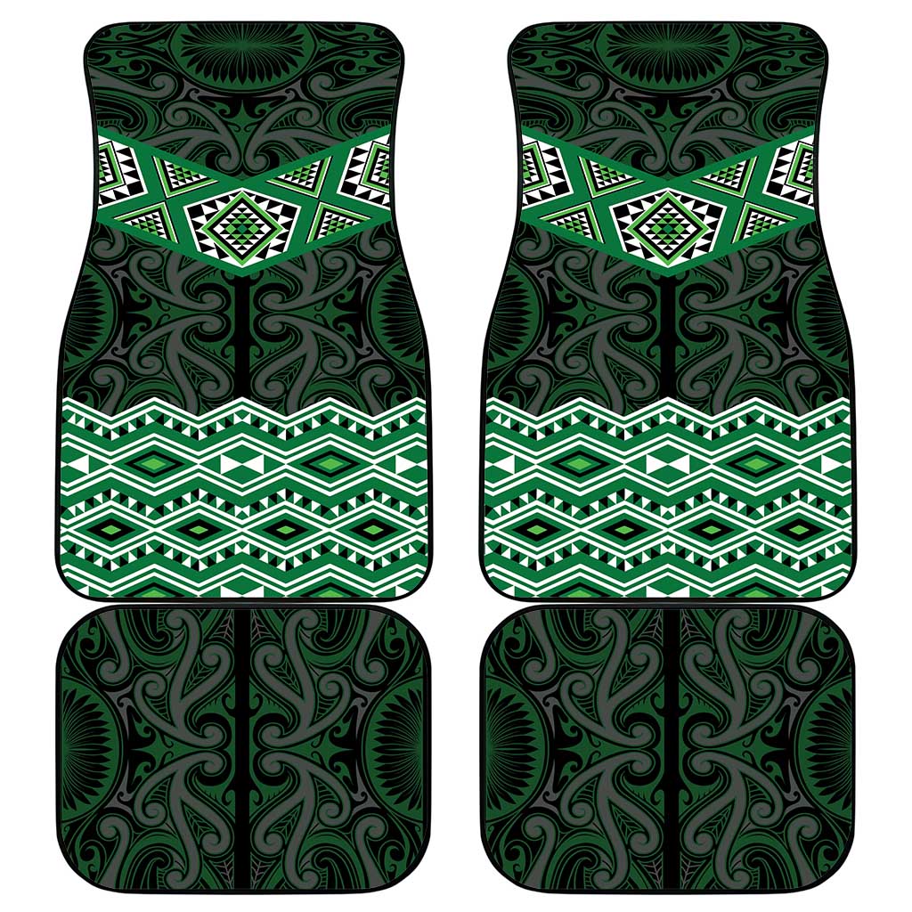 New Zealand Aotearoa Car Mats Green Taniko Art Maori Pattern