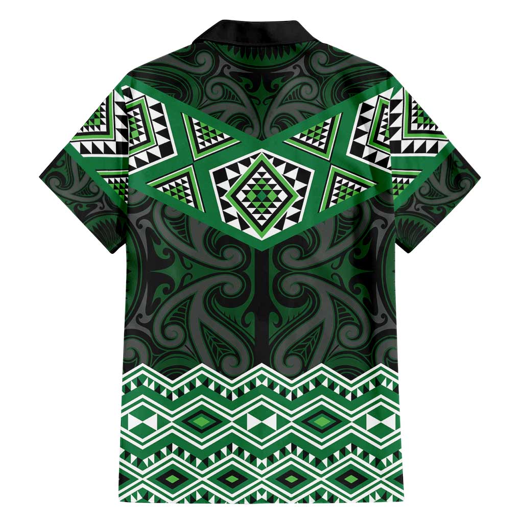 New Zealand Aotearoa Hawaiian Shirt Green Taniko Art Maori Pattern