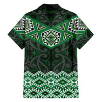 New Zealand Aotearoa Hawaiian Shirt Green Taniko Art Maori Pattern
