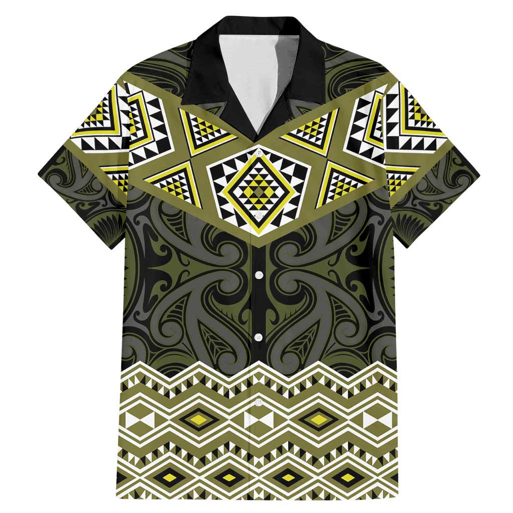New Zealand Aotearoa Family Matching Mermaid Dress and Hawaiian Shirt Yellow Taniko Art Maori Pattern