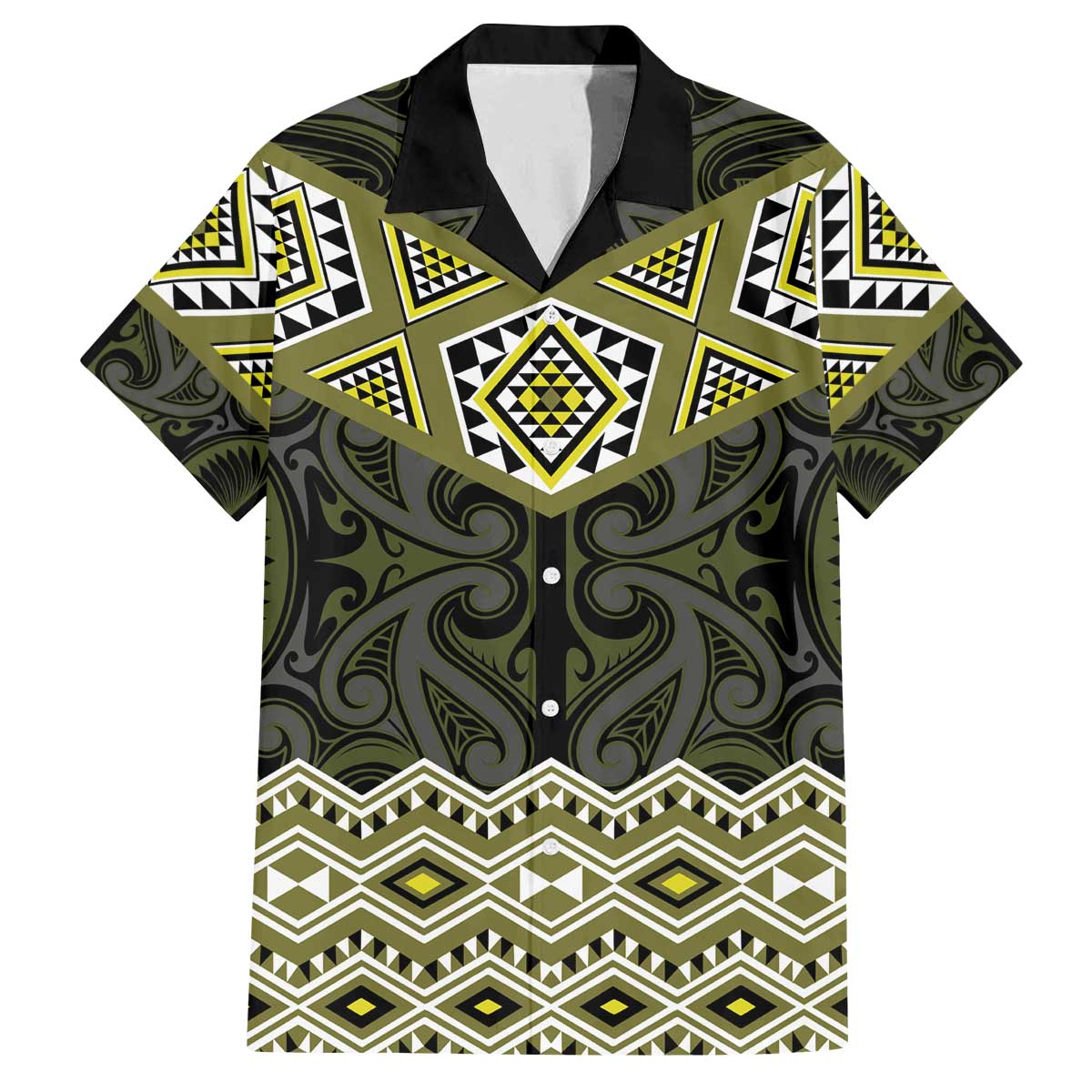 New Zealand Aotearoa Family Matching Off The Shoulder Long Sleeve Dress and Hawaiian Shirt Yellow Taniko Art Maori Pattern