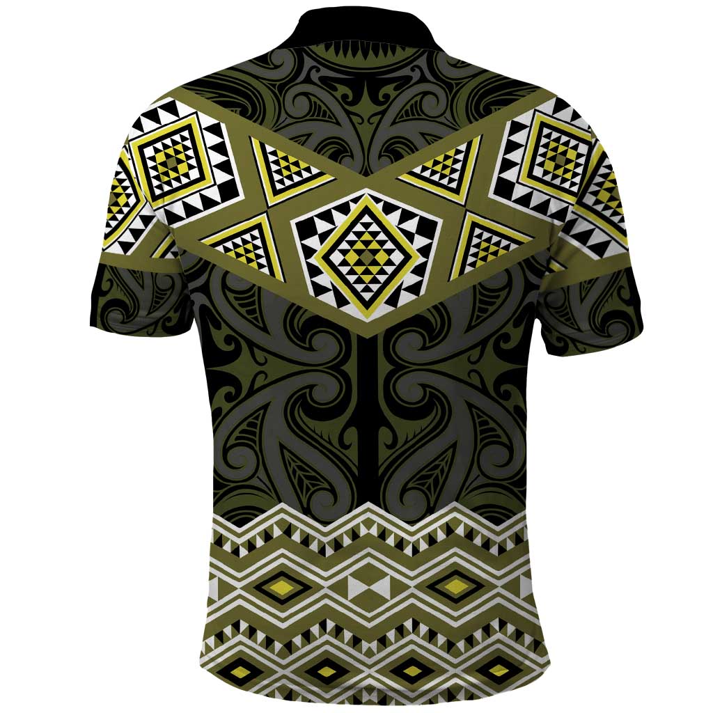 New Zealand Aotearoa Polo Shirt Yellow Taniko Art Maori Pattern