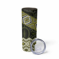 New Zealand Aotearoa Skinny Tumbler Yellow Taniko Art Maori Pattern