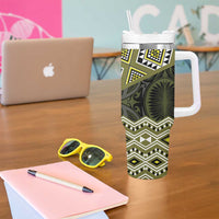 New Zealand Aotearoa Tumbler With Handle Yellow Taniko Art Maori Pattern