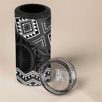 New Zealand Aotearoa 4 in 1 Can Cooler Tumbler Black Taniko Art Maori Pattern