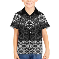 New Zealand Aotearoa Family Matching Long Sleeve Bodycon Dress and Hawaiian Shirt Black Taniko Art Maori Pattern
