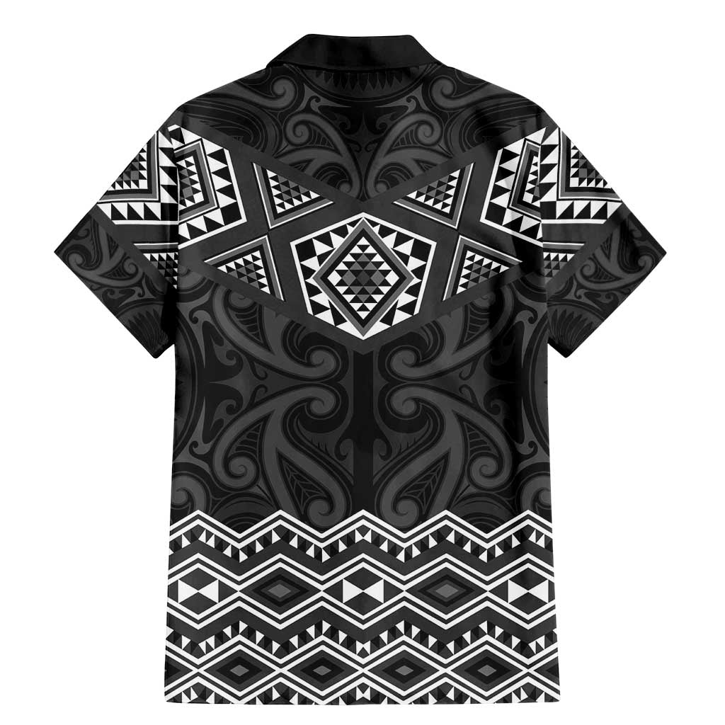 New Zealand Aotearoa Family Matching Mermaid Dress and Hawaiian Shirt Black Taniko Art Maori Pattern