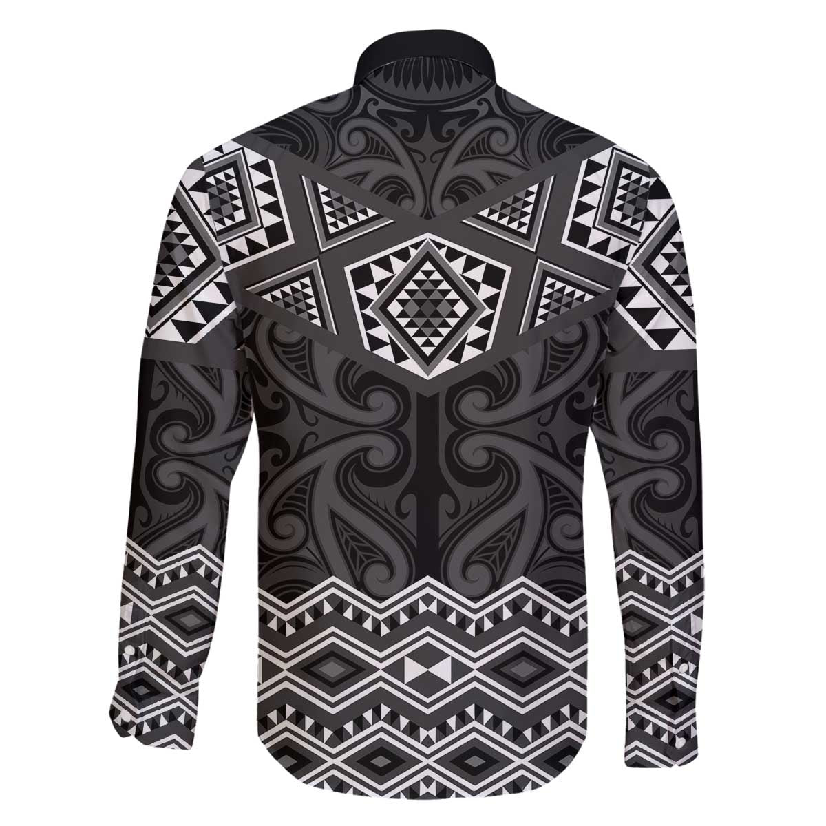 New Zealand Aotearoa Family Matching Off The Shoulder Long Sleeve Dress and Hawaiian Shirt Black Taniko Art Maori Pattern