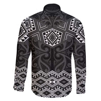 New Zealand Aotearoa Family Matching Off The Shoulder Long Sleeve Dress and Hawaiian Shirt Black Taniko Art Maori Pattern