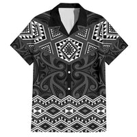 New Zealand Aotearoa Family Matching Off Shoulder Short Dress and Hawaiian Shirt Black Taniko Art Maori Pattern