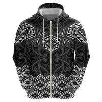 New Zealand Aotearoa Hoodie Black Taniko Art Maori Pattern