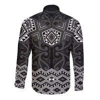 New Zealand Aotearoa Long Sleeve Button Shirt Black Taniko Art Maori Pattern LT05 - Polynesian Pride