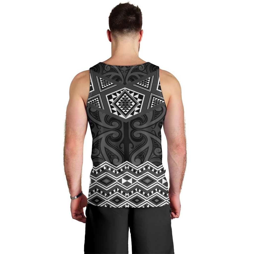 New Zealand Aotearoa Men Tank Top Black Taniko Art Maori Pattern