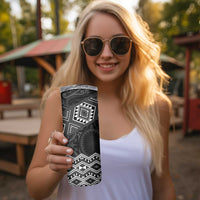 New Zealand Aotearoa Skinny Tumbler Black Taniko Art Maori Pattern