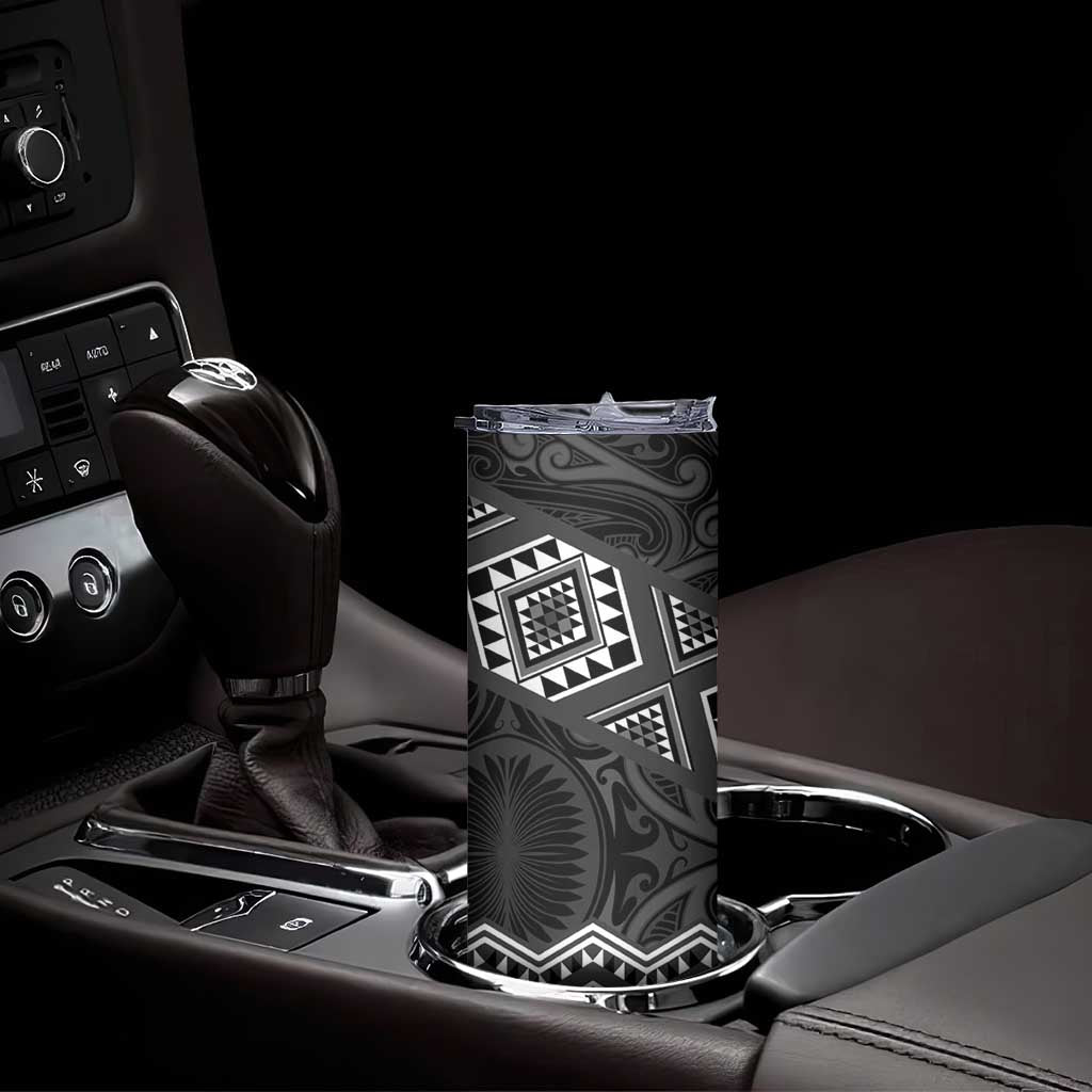 New Zealand Aotearoa Skinny Tumbler Black Taniko Art Maori Pattern