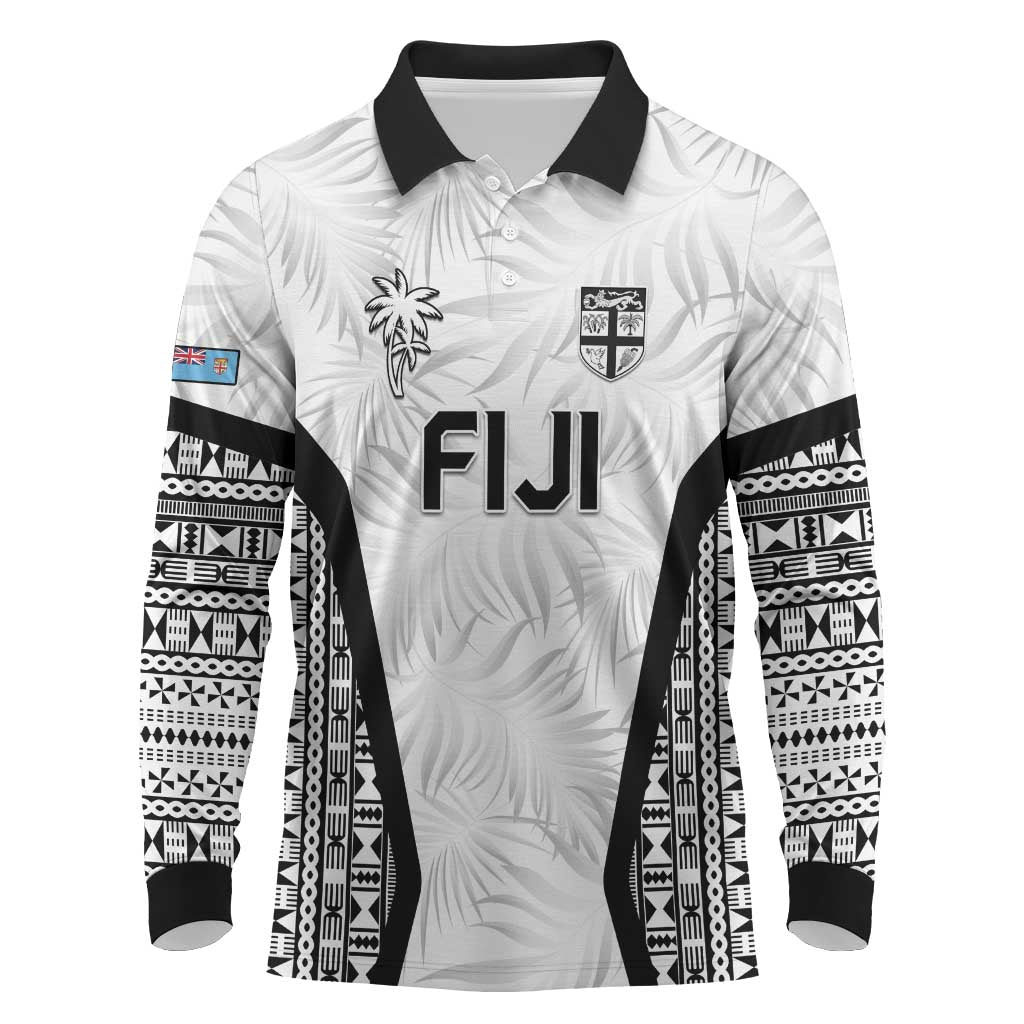 Custom Fiji 2026 Rugby Long Sleeve Polo Shirt Fijian Tapa Pattern