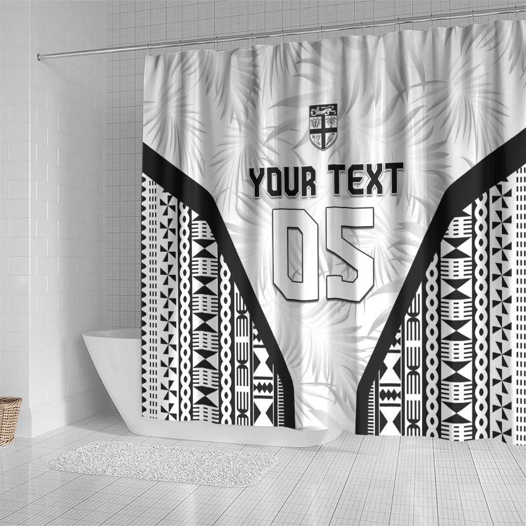 Custom Fiji 2026 Rugby Shower Curtain Fijian Tapa Pattern