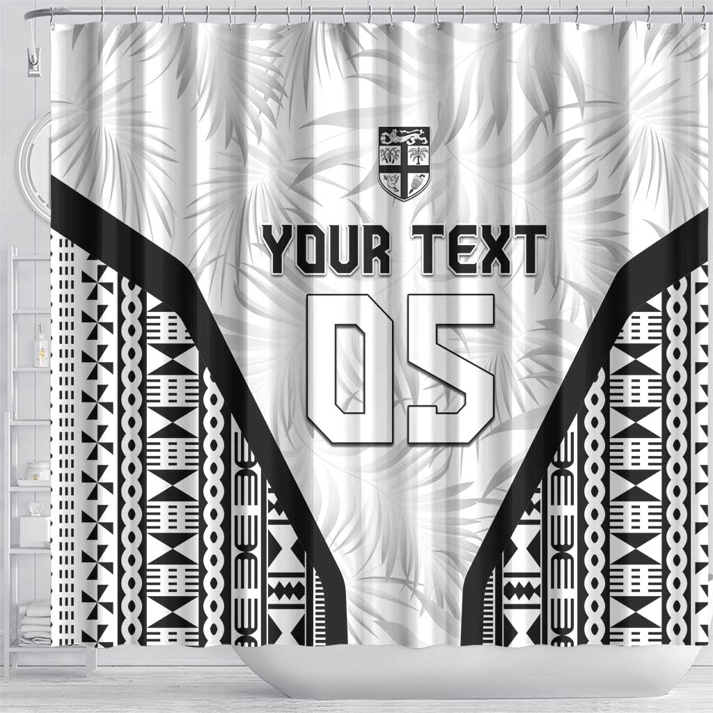 Custom Fiji 2026 Rugby Shower Curtain Fijian Tapa Pattern