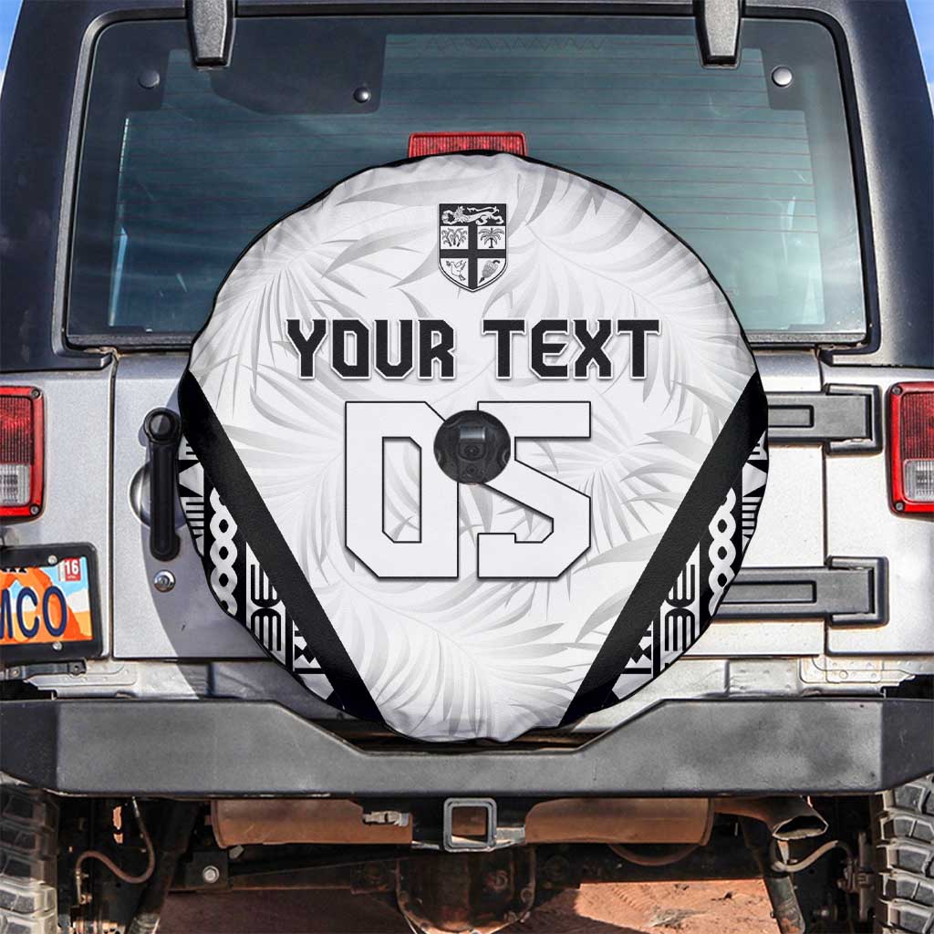 Custom Fiji 2026 Rugby Spare Tire Cover Fijian Tapa Pattern LT05 White - Polynesian Pride