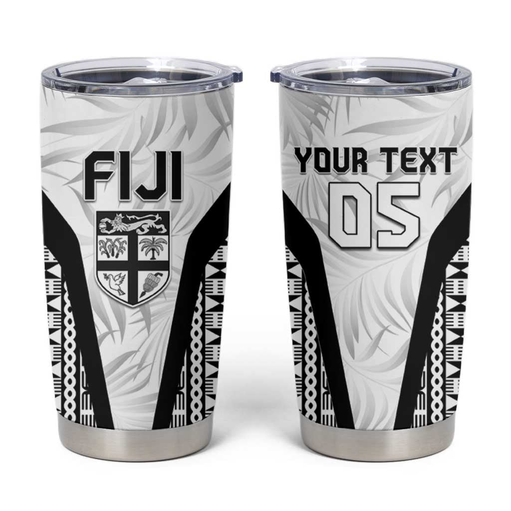 Custom Fiji 2026 Rugby Tumbler Cup Fijian Tapa Pattern LT05 White - Polynesian Pride