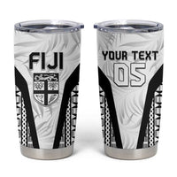 Custom Fiji 2026 Rugby Tumbler Cup Fijian Tapa Pattern LT05 White - Polynesian Pride