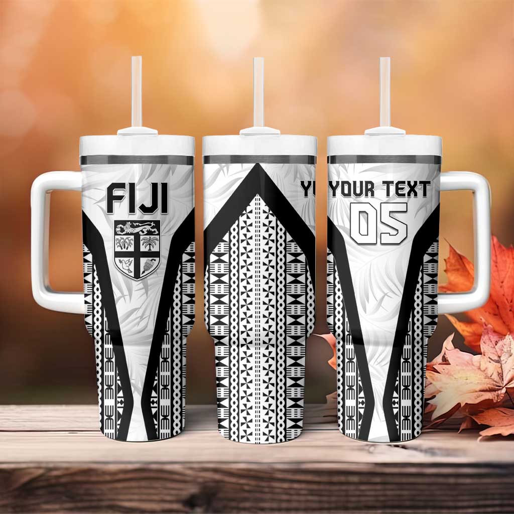 Custom Fiji 2026 Rugby Tumbler With Handle Fijian Tapa Pattern