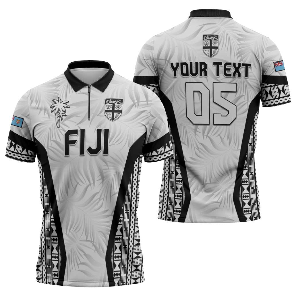 Custom Fiji 2026 Rugby Zipper Polo Shirt Fijian Tapa Pattern LT05 - Polynesian Pride