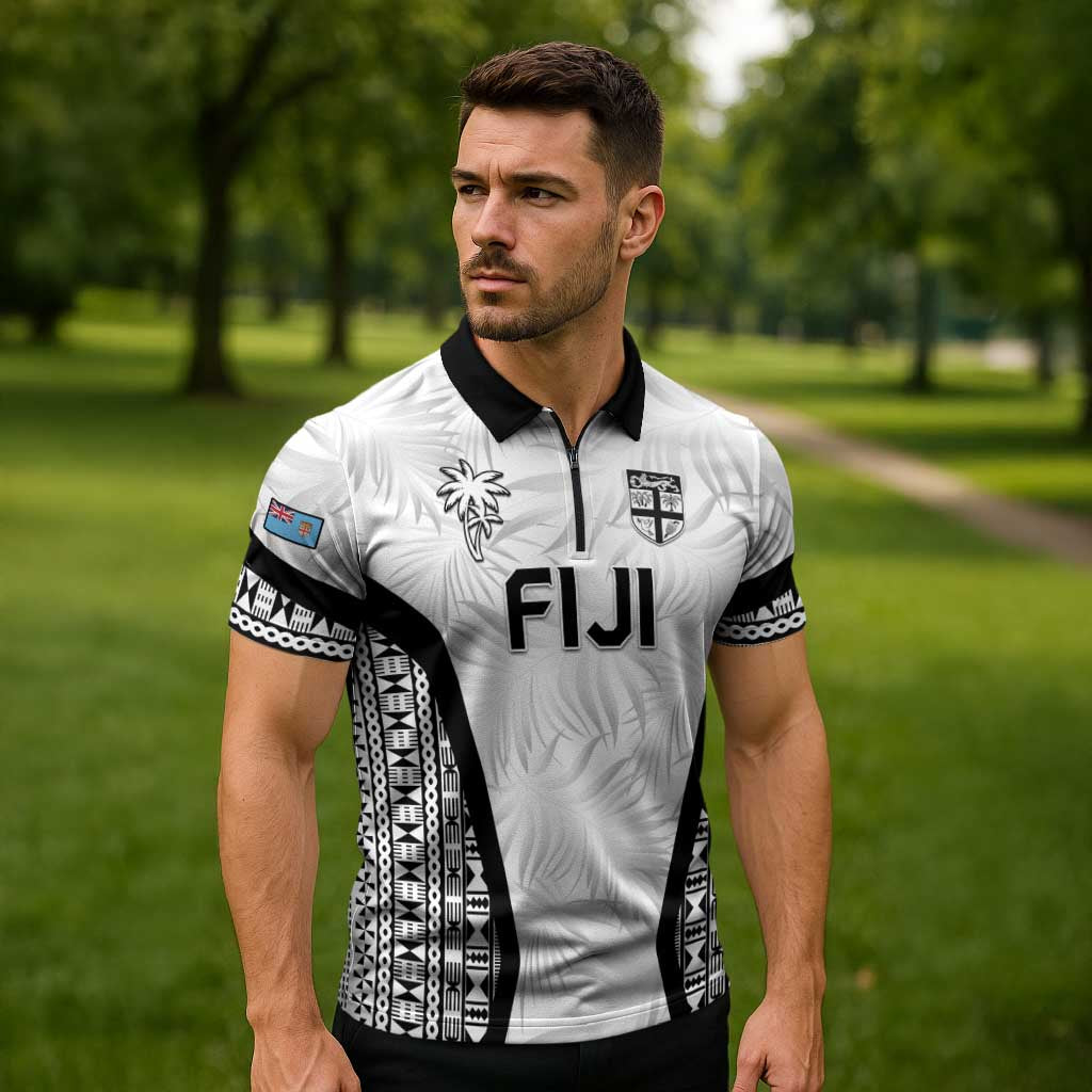 Custom Fiji 2026 Rugby Zipper Polo Shirt Fijian Tapa Pattern LT05 - Polynesian Pride