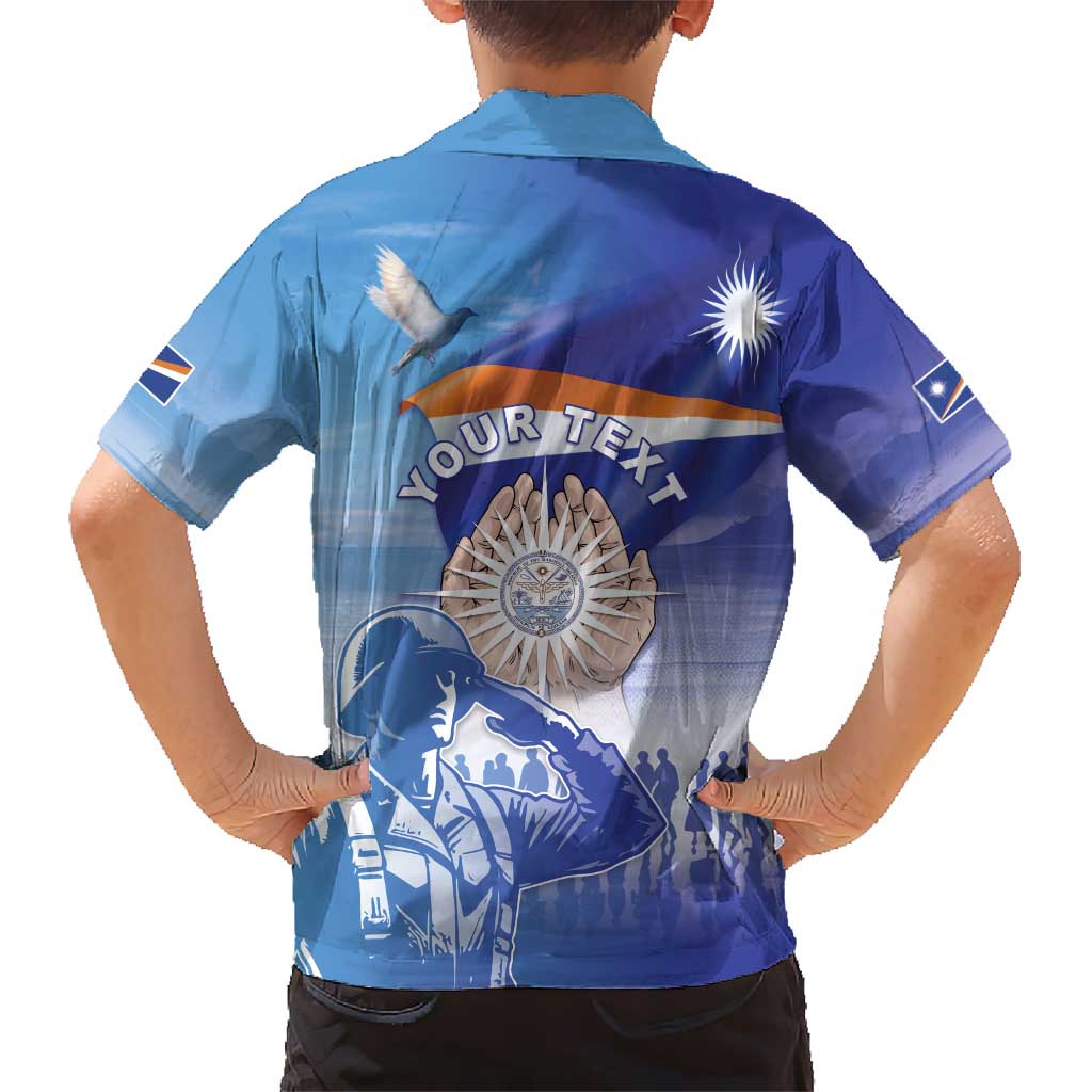 Personalised Marshall Islands Remembrance Day Family Matching Off The Shoulder Long Sleeve Dress and Hawaiian Shirt We Will Always Remember