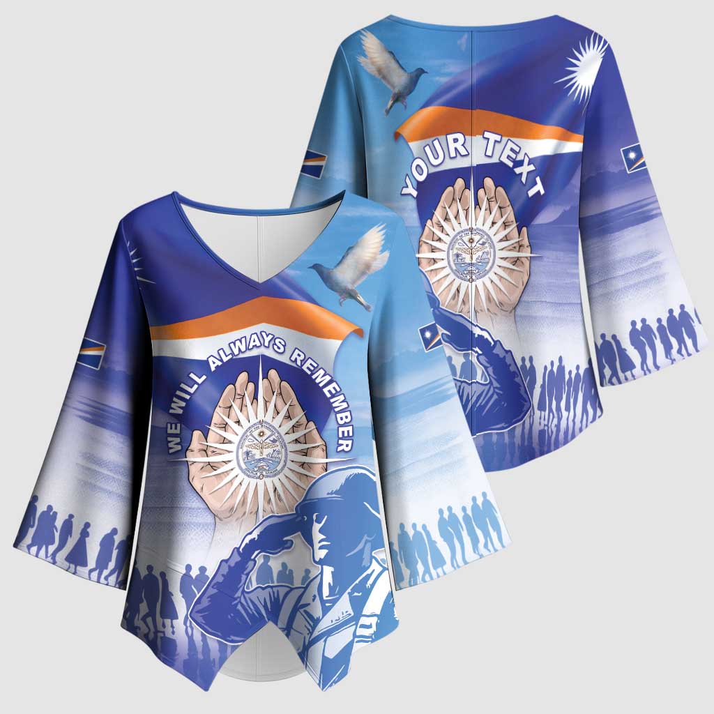 Personalised Marshall Islands Remembrance Day Kimono Sleeve Blouse We Will Always Remember