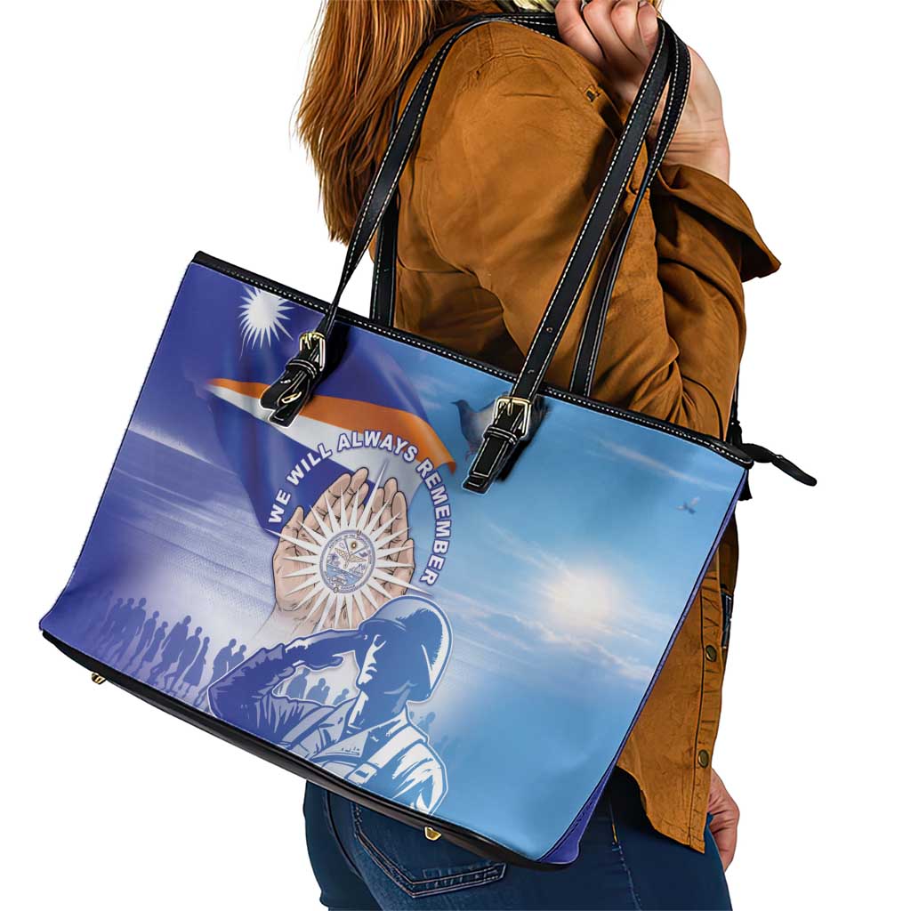 Marshall Islands Remembrance Day Leather Tote Bag We Will Always Remember