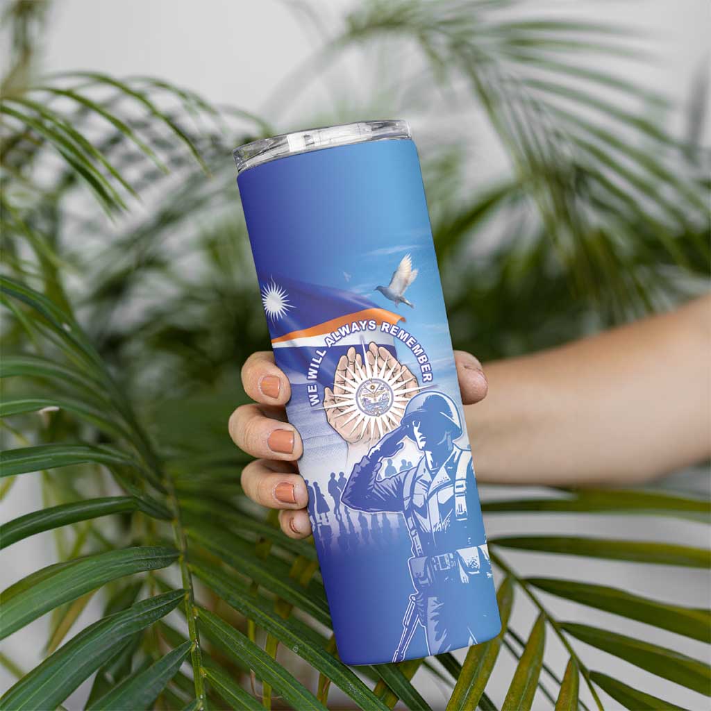 Personalised Marshall Islands Remembrance Day Skinny Tumbler We Will Always Remember LT05 - Polynesian Pride