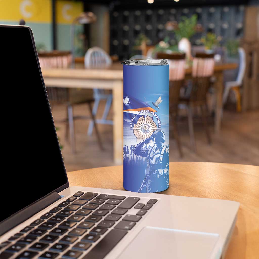 Personalised Marshall Islands Remembrance Day Skinny Tumbler We Will Always Remember LT05 - Polynesian Pride