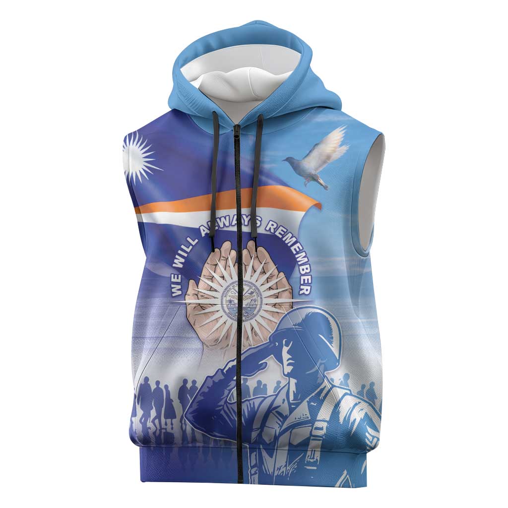 Personalised Marshall Islands Remembrance Day Sleeveless Zip Hoodie We Will Always Remember
