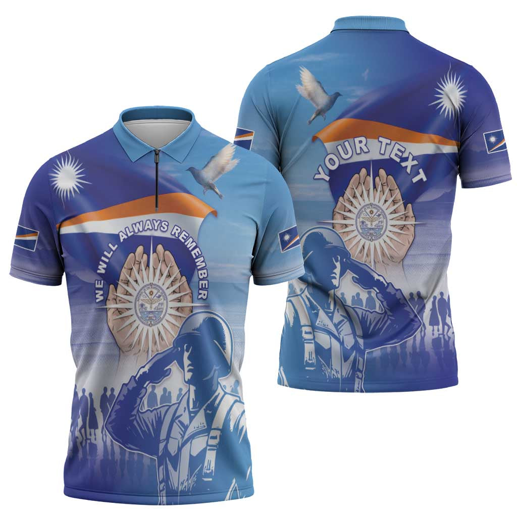 Personalised Marshall Islands Remembrance Day Zipper Polo Shirt We Will Always Remember