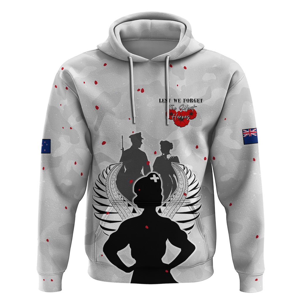 New Zealand ANZAC Day Zip Hoodie For The Nurse Lest We Forget LT05 Pullover Hoodie White - Polynesian Pride