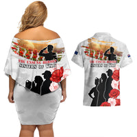 New Zealand ANZAC Day Couples Matching Off Shoulder Short Dress and Hawaiian Shirt The Unsung Heroes Sisters of War LT05 - Polynesian Pride