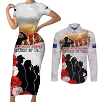 New Zealand ANZAC Day Couples Matching Short Sleeve Bodycon Dress and Long Sleeve Button Shirt The Unsung Heroes Sisters of War LT05 White - Polynesian Pride