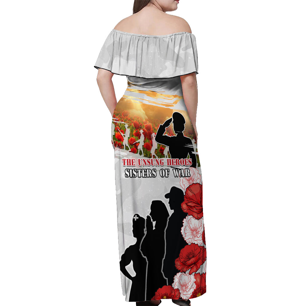 New Zealand ANZAC Day Off Shoulder Maxi Dress The Unsung Heroes Sisters of War LT05 - Polynesian Pride