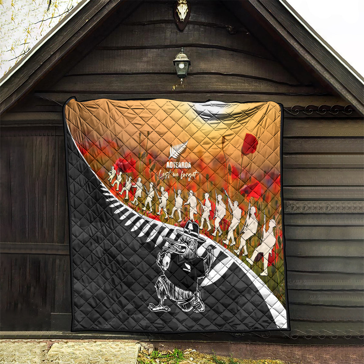 New Zealand ANZAC Rugby Quilt Soldier Fern With Kiwi Bird